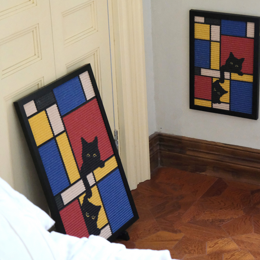 Mondrian Cat Scratcher Standalone(XL) and Medium, side by side