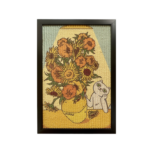 Sunflowers Cat Scratcher Medium, product shot with no background